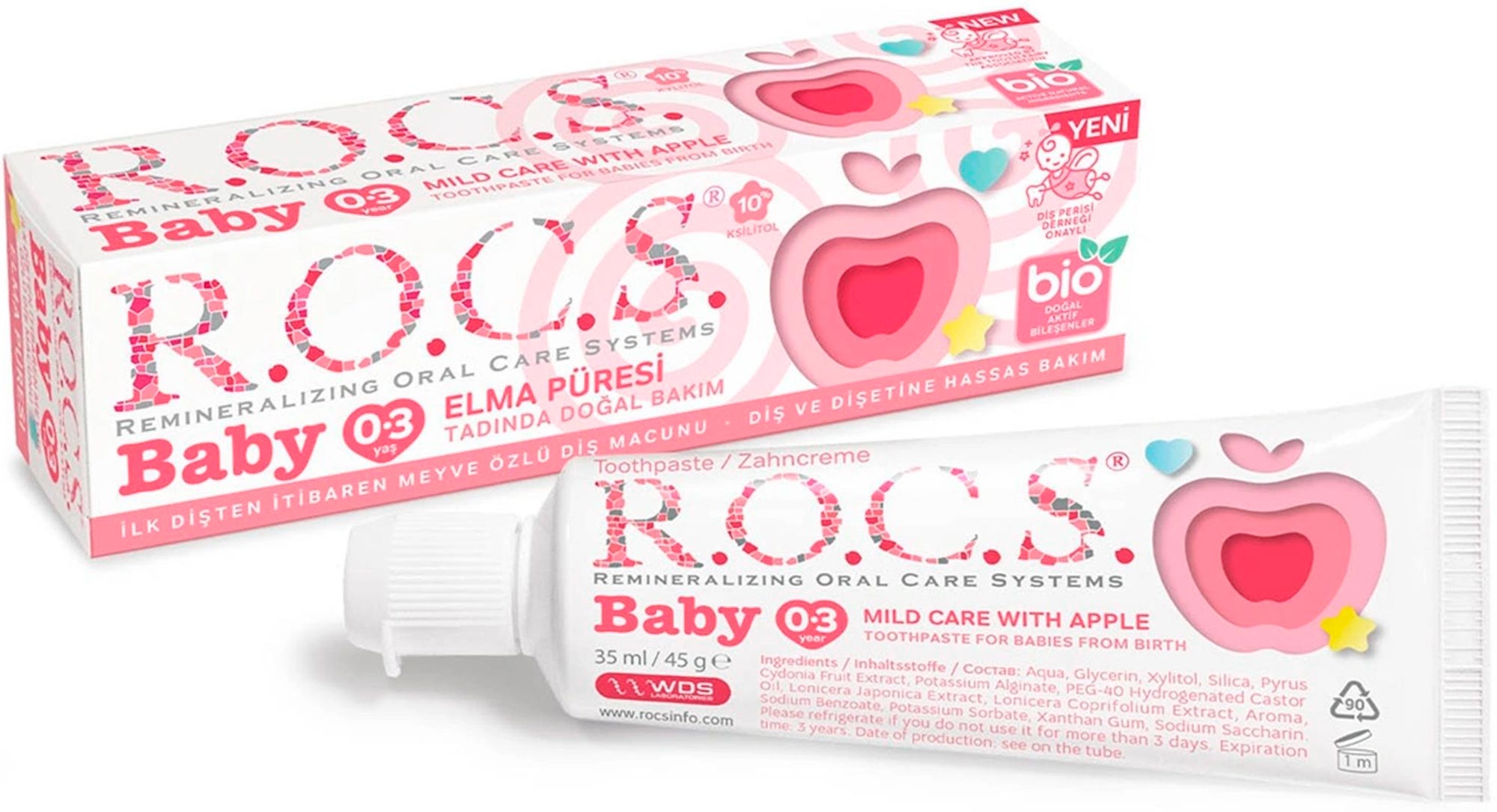 

Зубная паста ROCS (РОКС) Baby для малышей. Аромат яблока