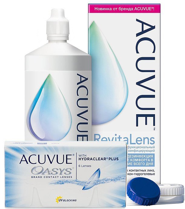 Комплект Аcuvue Oasys 6 шт и раствор Acuvue Revitalens 300 мл